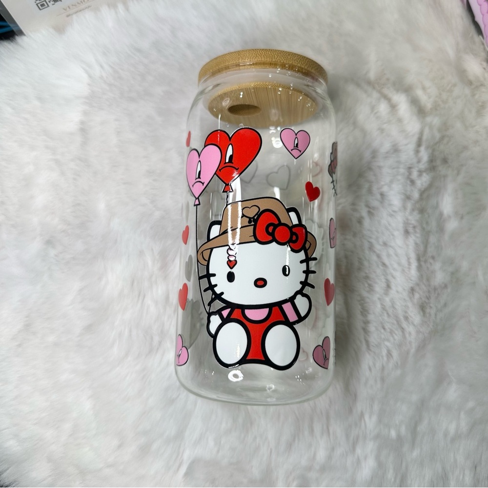 Hello Kitty Glass Jar with Hearts